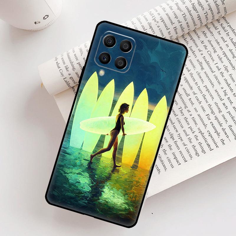 Surfing Art Surf Girl Case For Samsung Galaxy M12 M56 M06 M32 M52 M35 M55 M15 M11 M13 M14 M16 M36 M31 M53 M34 M54