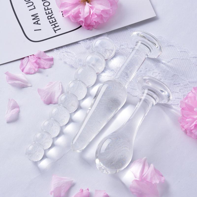 Кристально чистый стеклянный дилдо, анальные бусины, пробка, стимуляция точки G, женская мастурбация, взрослые секс-игрушки для лесбиянок