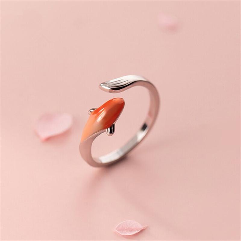 Винтажные серебристые счастливые открытые кольца с изображением лотоса и рыбы кои для женщин, креативные кольца-животные (бабочка, кролик) для девочек, ювелирные изделия для вечеринок, подарок