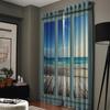 Windows Sea Beach Blue Sky White Clouds Luxury Home Curtains Modern Home Supplies Living Room Bedroom Custom Curtains