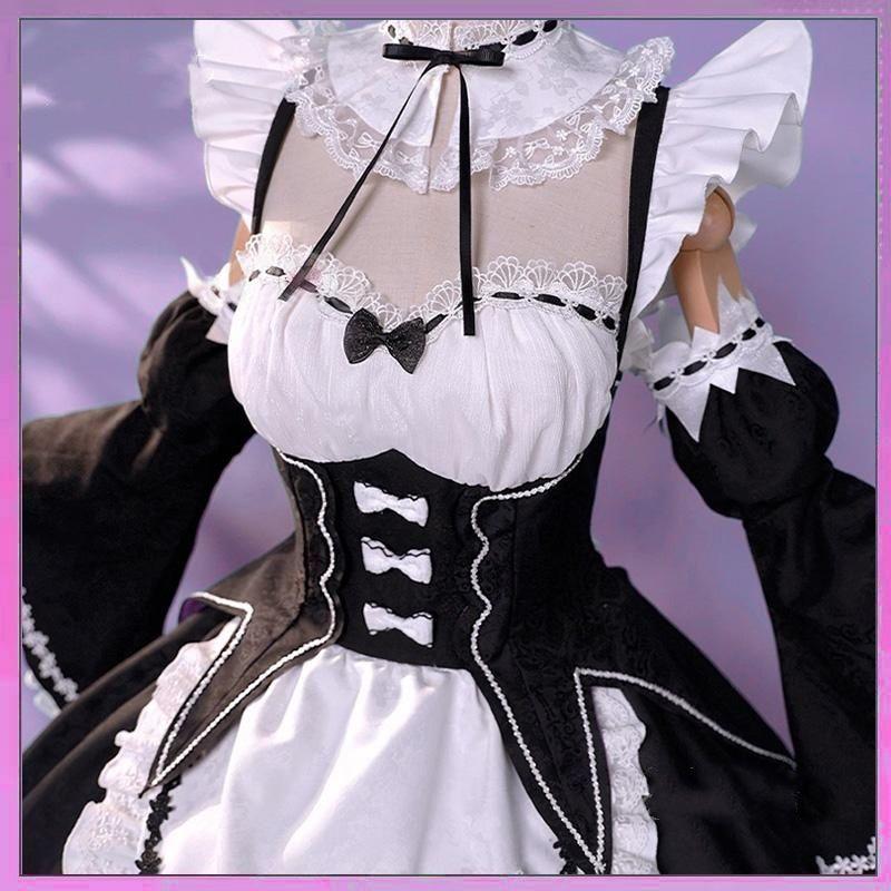 Rem Cosplay Costume Re:Life in A Different World From Zero Uniform Outfits Full Set for Girls Halloween Carnival Fancy Suits