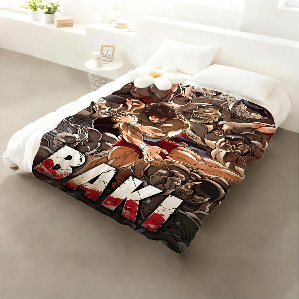 Anime Hanma Baki Throw Flannel Throw Blanket: Soft Kid-Friendly Warm Anti-Static All Season Washable Couch Bed Home