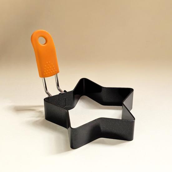 Egg Ring Heart Circle Flower Star Shapes Non-Stick Foldable Handle Egg Mold for Frying Eggs English Muffins Breakfast Sandwich Burger Maker Kitchen