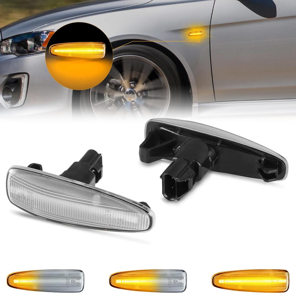 GemPro Sequential LED Side Marker for Mitsubishi Lancer Evolution Ek eK Galant Nissan Dayz Amber Flowing Turn Signal Set of 2 X, Wagon, B11W, Space,