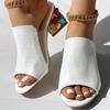Fashion Women Crystal Sandals 2024 New Spring Summer Open Toe Sandals Square Heels Beach Fashion Sandals Women Sandalias De Mujer