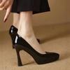 Evening Pointed Toe Ladies Summer Footwear Super High Heel Stilito Platform Black Luxury Brand Lastest Shoe