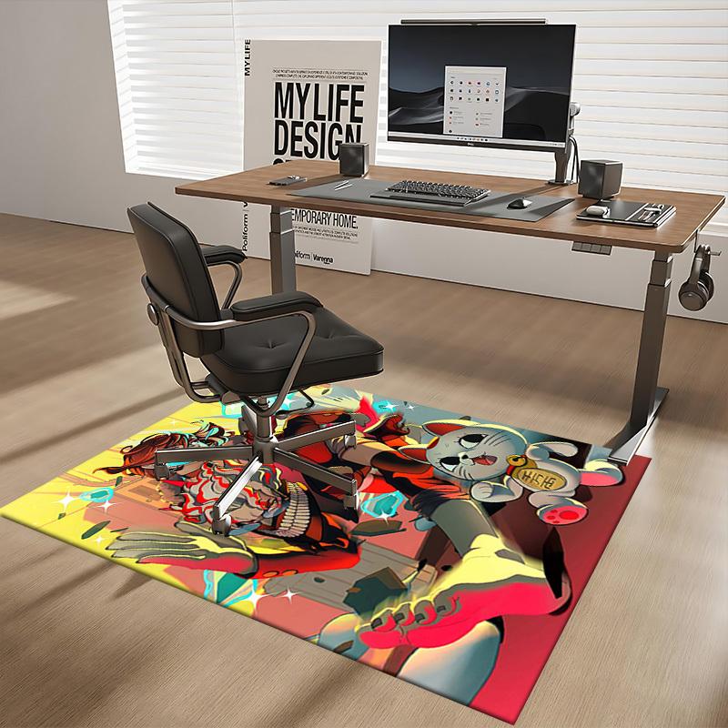 1pc Anime Cat and Demon Chair Mat - Office Desk Pad with Cute Cartoon Design, Non-Slip Rug for Home Decor, Suitable for All Seasons, Perfect Gift Idea