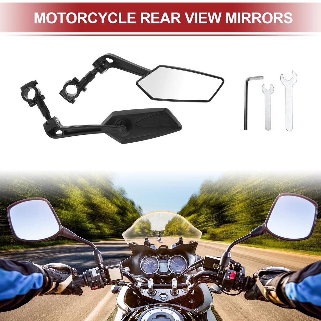 ACROPIX M10 Мотоциклетные зеркала заднего вида Зеркало бокового вида с креплением на руль Регулируемые Черный пластик Призматическая форма