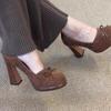 Туфли на высоком каблуке в стиле ретро женские 2024 весна новые французский темперамент светский стиль не уставшие ноги высокие чувственные одинарные туфли