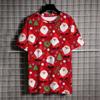 Santa Claus Print T Shirt For Men Cartoon Snowman Pattern Short Sleeve Loose Top Casual O-neck Boys and Girls Tee X'mas Clothing
