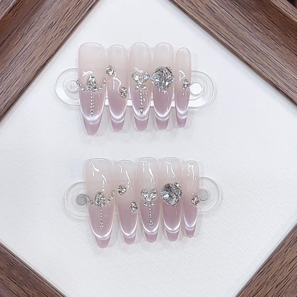 Hand-woven Nail Glass Dream Long Thin Dog Cat Eyes Flash Pure Desire Big Diamond Nail Patch
