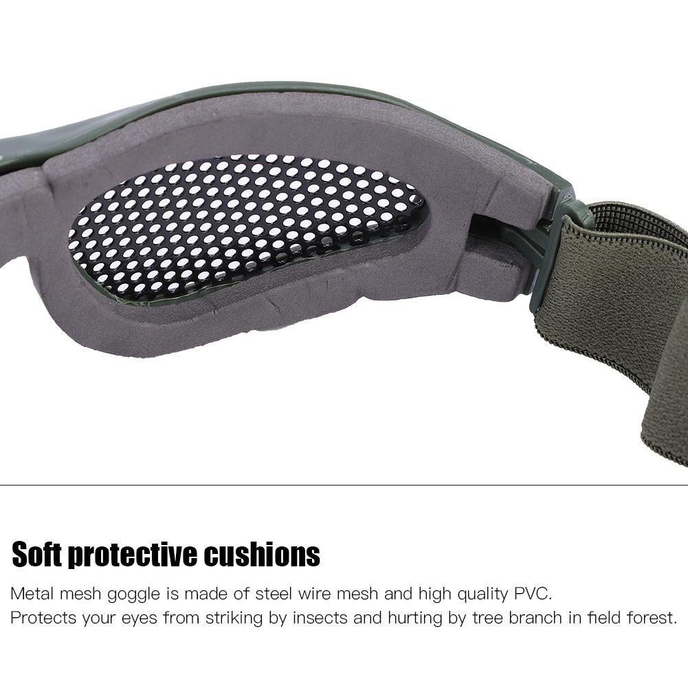 Metal Mesh Eye   CS Game Glasses With   Strap(  Green)