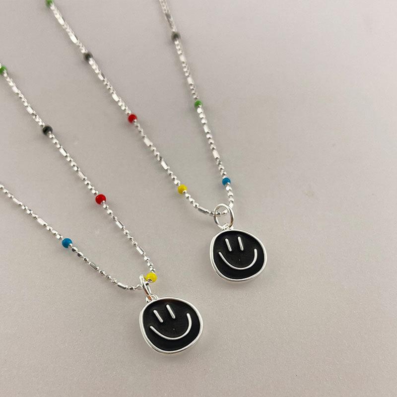 Капающая масляная улыбка, разноцветные бусины, ожерелье из конфет, женская цепочка на ключицу, цепочка на шею, креативный дизайн небольшого размера