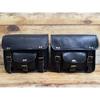 Leather Motorcycle Saddle Bag Black Pouch Saddlebags Panniers 2 Side Motorbike Bag Set of 2 Bags