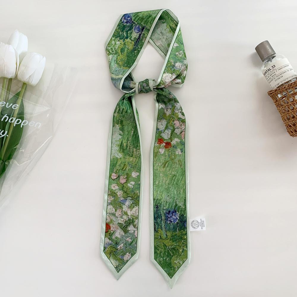 Высококачественная повязка для волос, платок на шею с шелковистой текстурой, женский шарф, длинные узкие повязки на голову, милые шарфы-галстуки, роскошный принт, шарф для сумки для леди