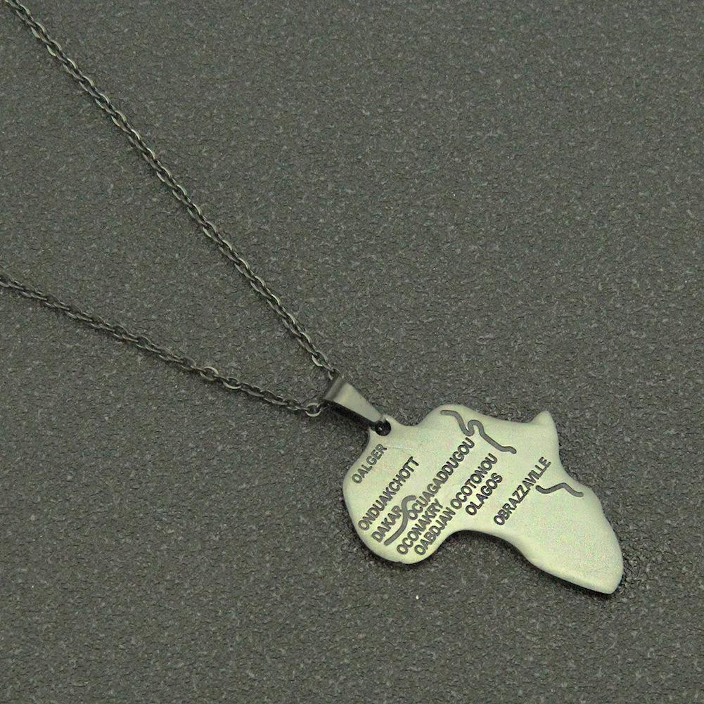 Ожерелье с подвеской в виде карты Африки из нержавеющей стали золотого цвета