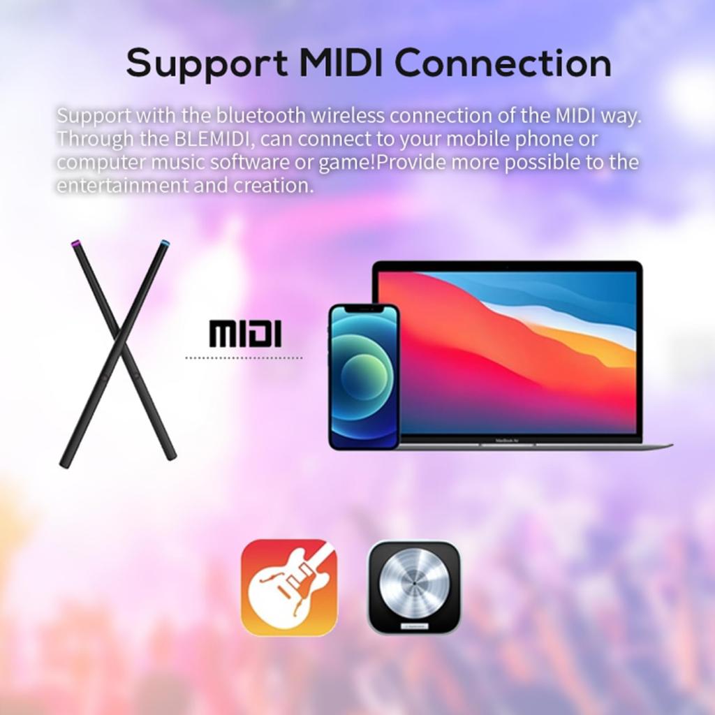 Air Drum Stick Set Drum Console Stand Adapter Simulation MIDI Compatible Virtual Reality Drum Set