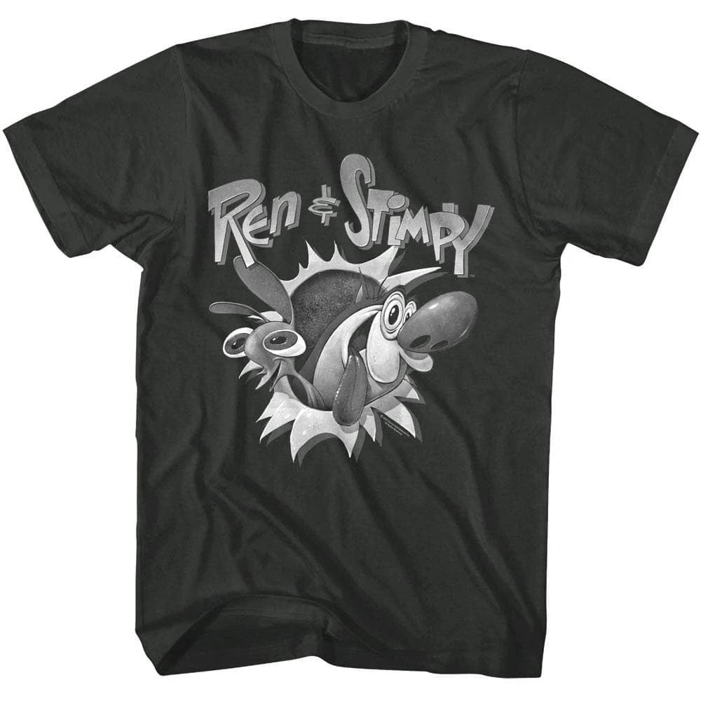 Ren and Stimpy Bursting Through Men's T Shirt