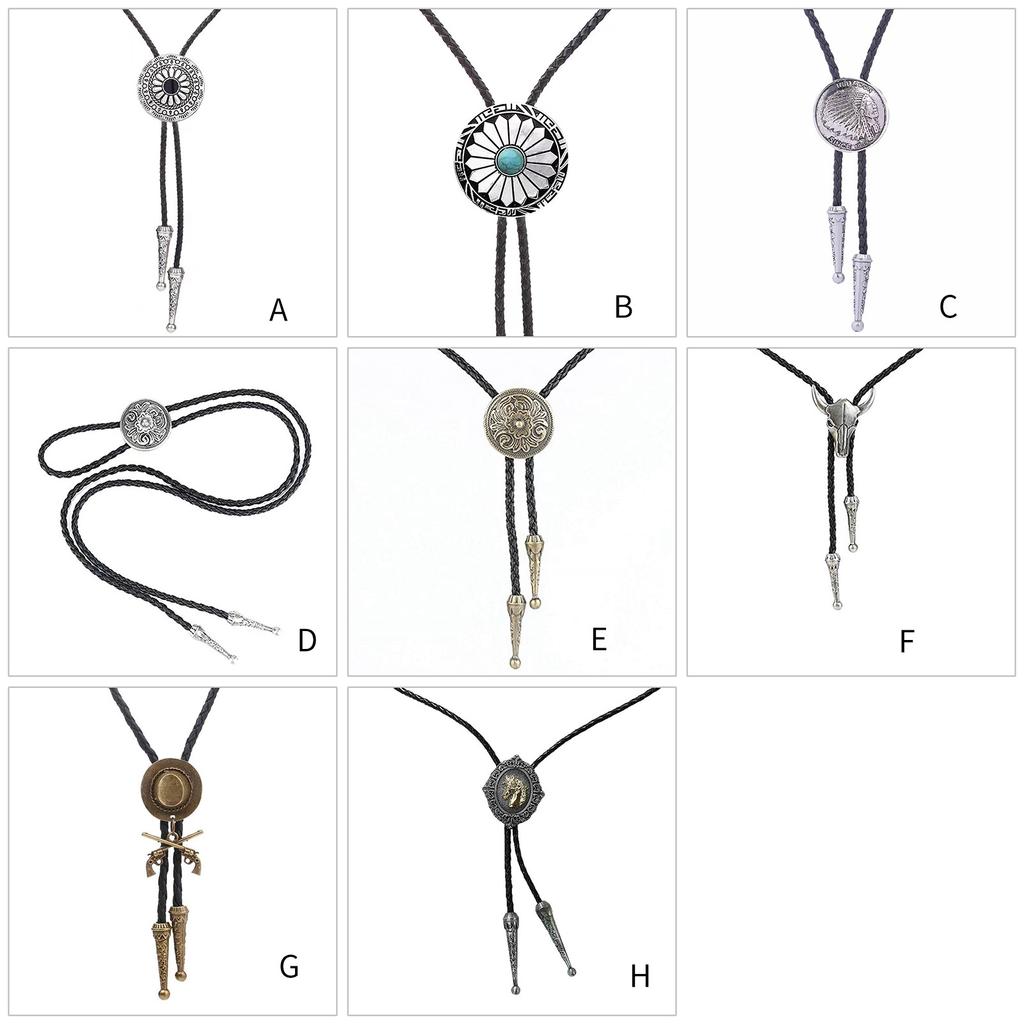 Elegant Bolo Tie with Engraved Pendant Cowboy Carving Necktie Western Necklace Cool Bola Tie Western Cowboy Costume