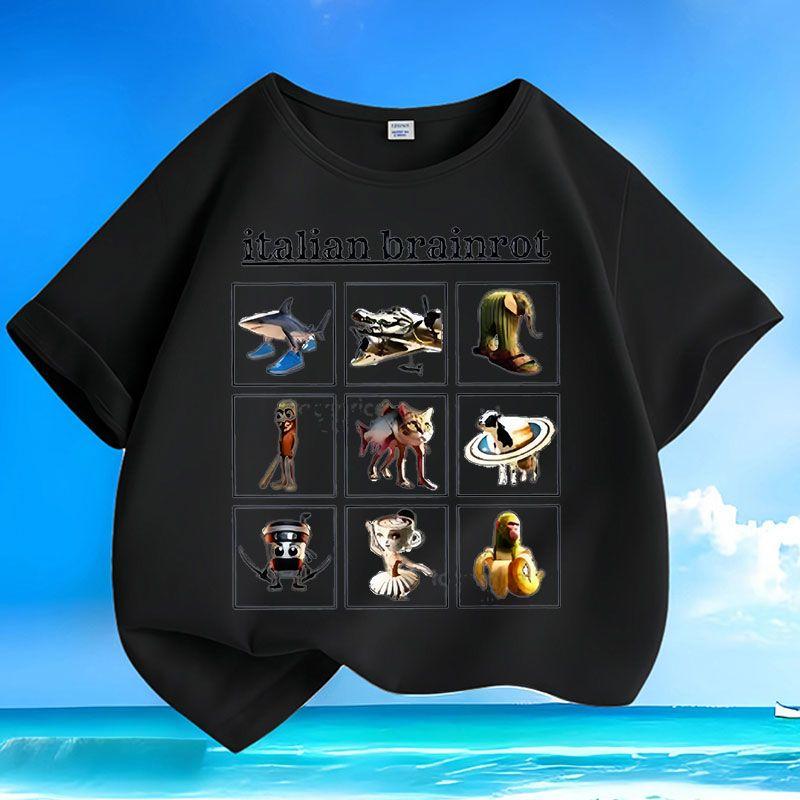 Детский повседневный тунтунгтунгсагур деревянная фигурка Шань Хай Цзин топ, летний свободный топ для мальчиков и девочек