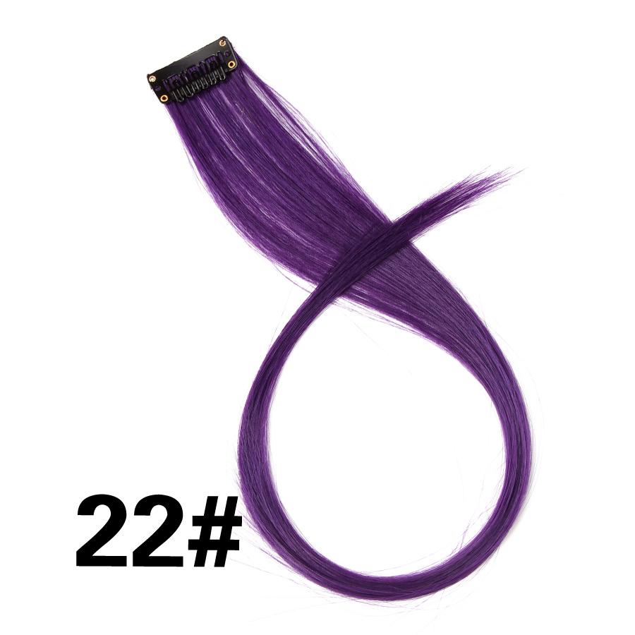 Clip In One Pieces Hair Extensions Straight Ombre Purple Blue Pink Extension Hair Women Synthetic False Fake Hair