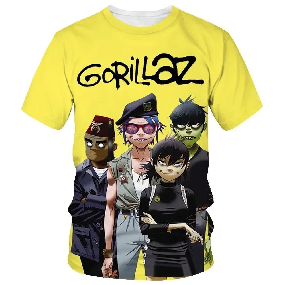 From Cartoon To Fashionable Gorillaz 3D Printed New T-shirt, Harajuku Style Casual Short Sleeved Hip-hop T-shirt for Men and Women, Street T-shirt