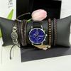 5pc Fashion Classic Mens Watches Bracelet Set Classical Big Dial Quartz Watch Include Box for Outdoor Business Work