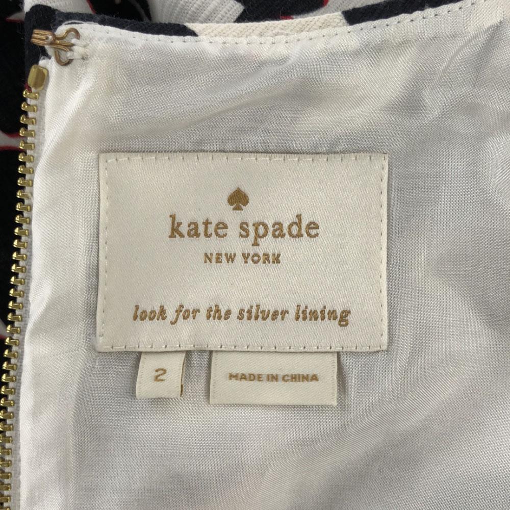 Kate Spade Сплошной узор с бабочками Однотонное платье без рукавов Застежка-молния сзади Женское Б/У
