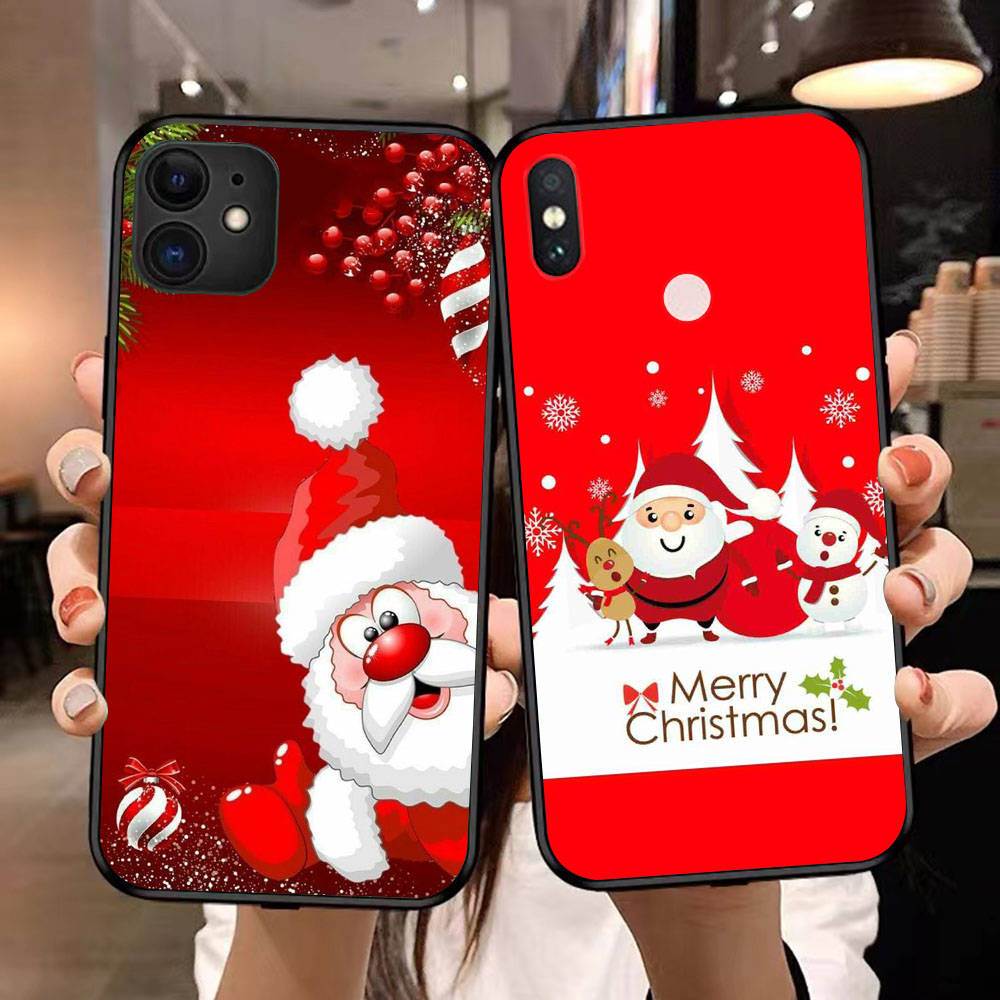 BS-14 С Новым годом Рождеством силиконовый чехол для iPhone 15 14 Xiaomi POCO M6 F6 Redmi Note 13 12 13C 8 9 Samsung S24 S23 S22 S21 FE Pro Plus Ultra