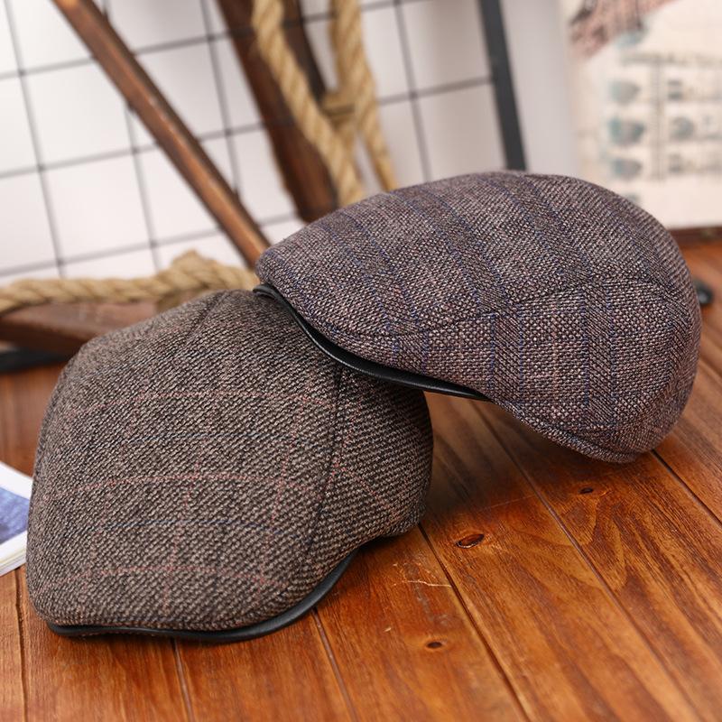 Forward hat, autumn and winter models, men's middle-aged and elderly, fleece and thickened elderly hat, ear protection, peaked cap, cold protection an