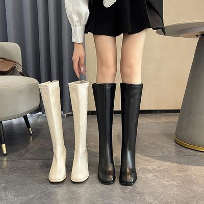 BCEBYL осень и зима мода новые сексуальные молнии квадратный носок однотонные удобные толстый каблук женские сапоги Zapatos Mujer