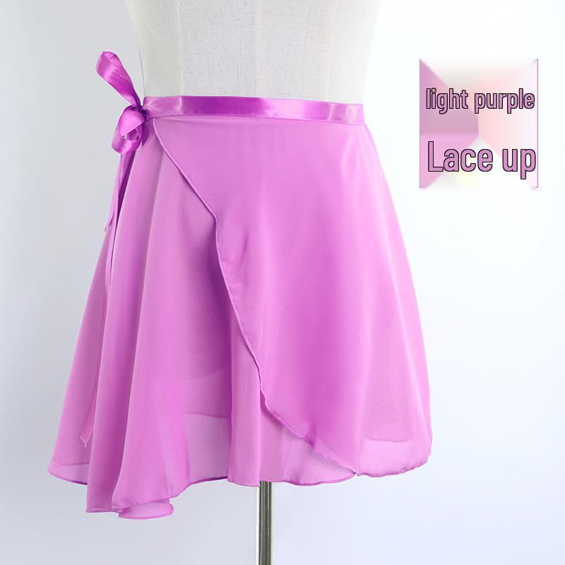 Взрослая шифоновая сетчатая балетная юбка - средней длины, большой клёш, цельная на завязках