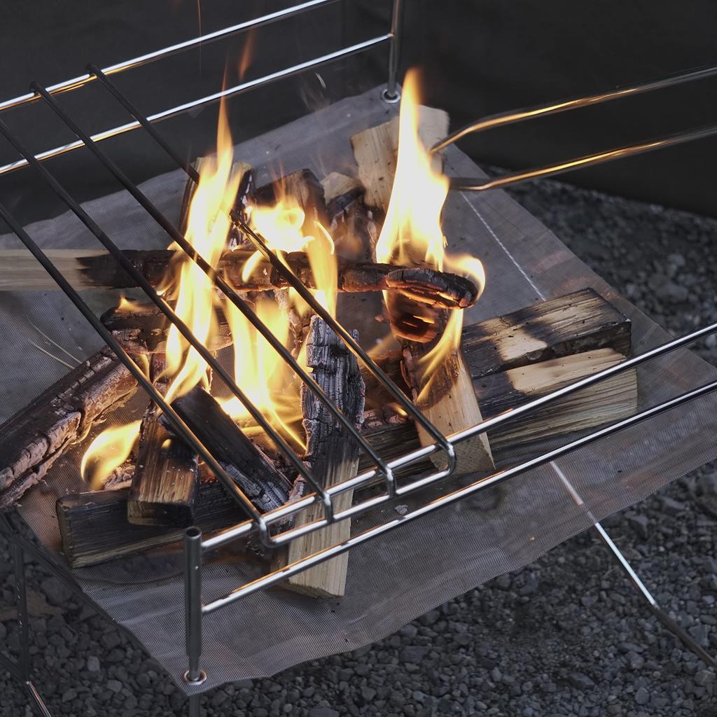 NANGGEAR Camp Bonfire Stand Fire Pit Stainless Steel Mesh Solo Grill Large Color (Nanko Gear) 11105-H2 (SOLO-303-H2)