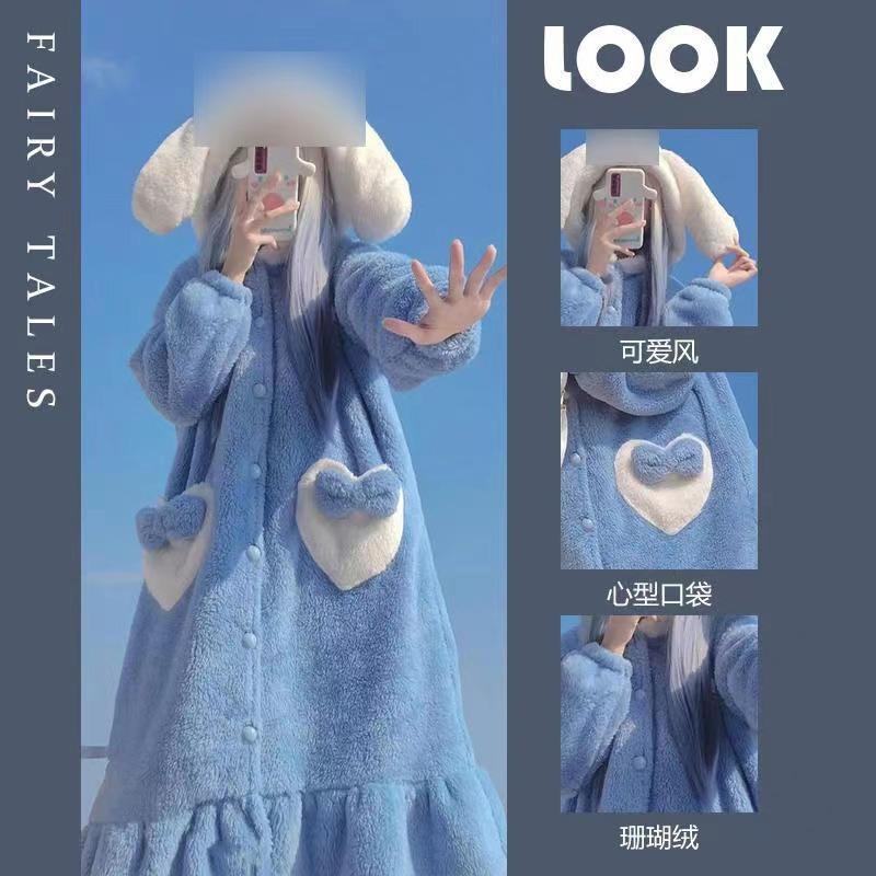 Men's and Women's Fall and Winter Sports and Leisure Warm TV Blanket Premium Women's Plush Soft Robe Fluffy Warm Fluffy Bathrobe Robe Long Robe