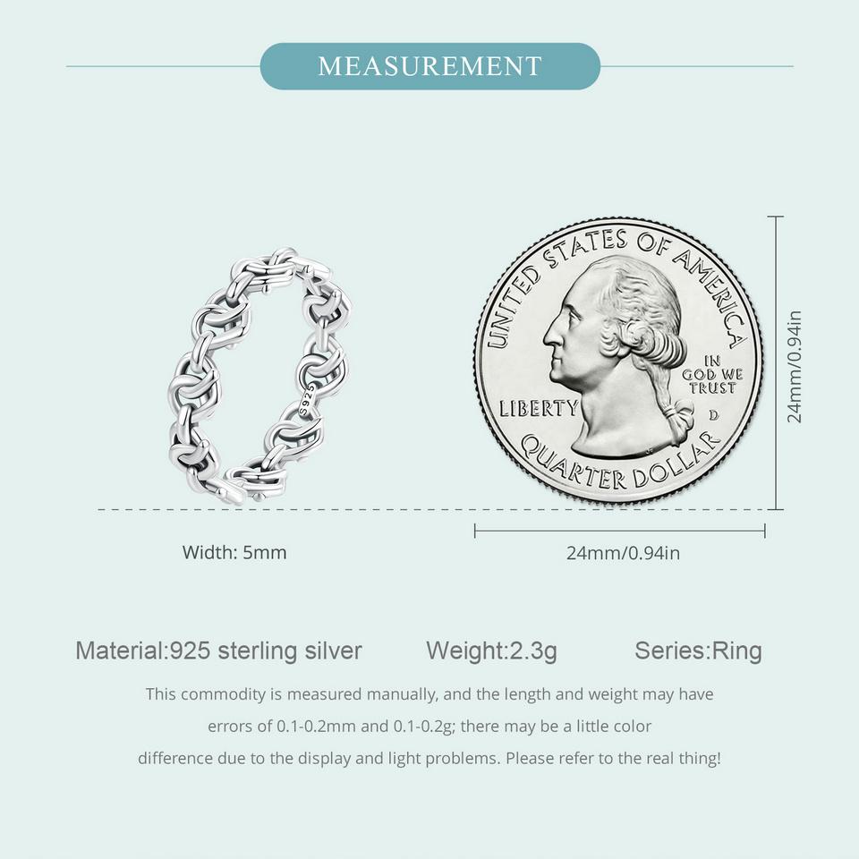 WOSTU Кольцо из стерлингового серебра 925 пробы с сердцем и сердцем для женщин, винтажное s925, европейское винтажное кольцо с выдолбленным звеном цепи, подарок на вечеринку