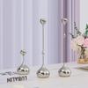 European Luxury Silver Teardrop Metal Candle Holder for Home Decor