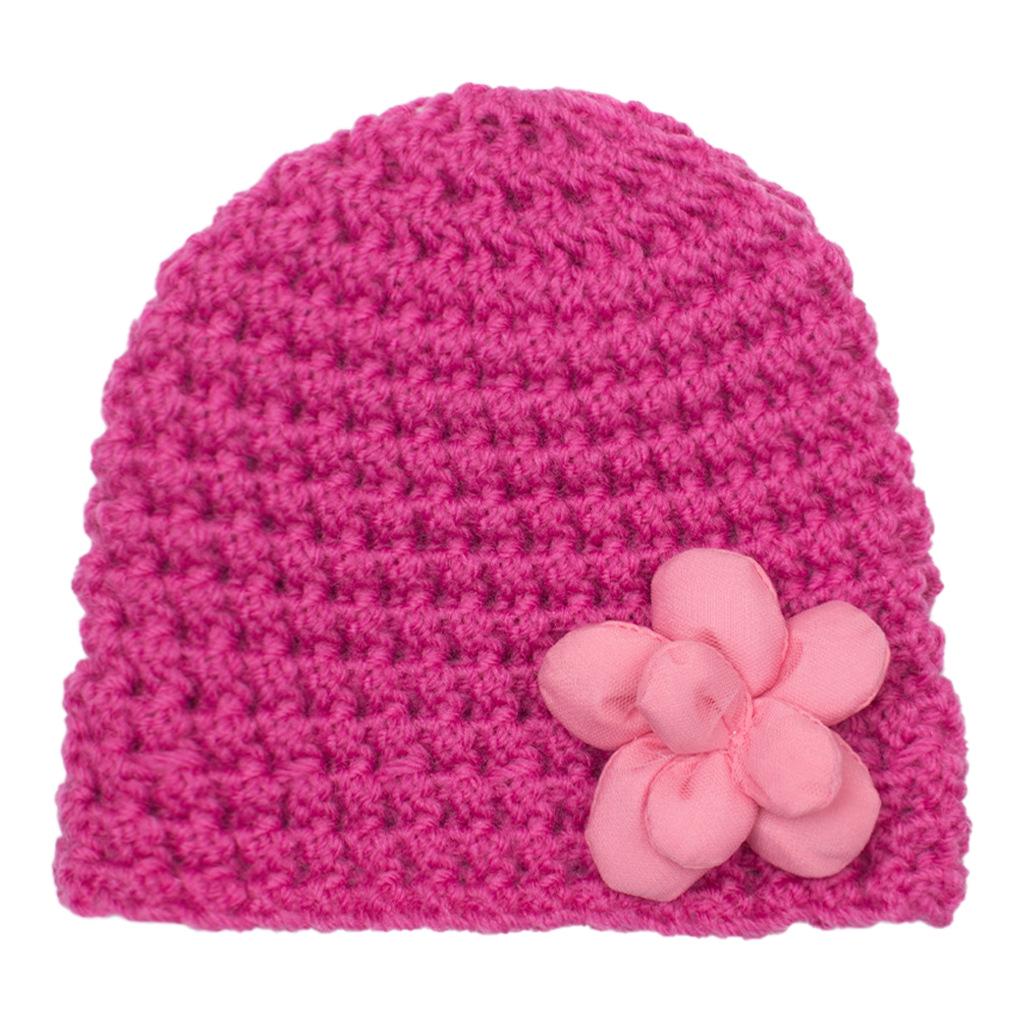 European & American Winter Knitted Wool Baby Hat with Small Flowers - Multicolor, Warm Pullover Design