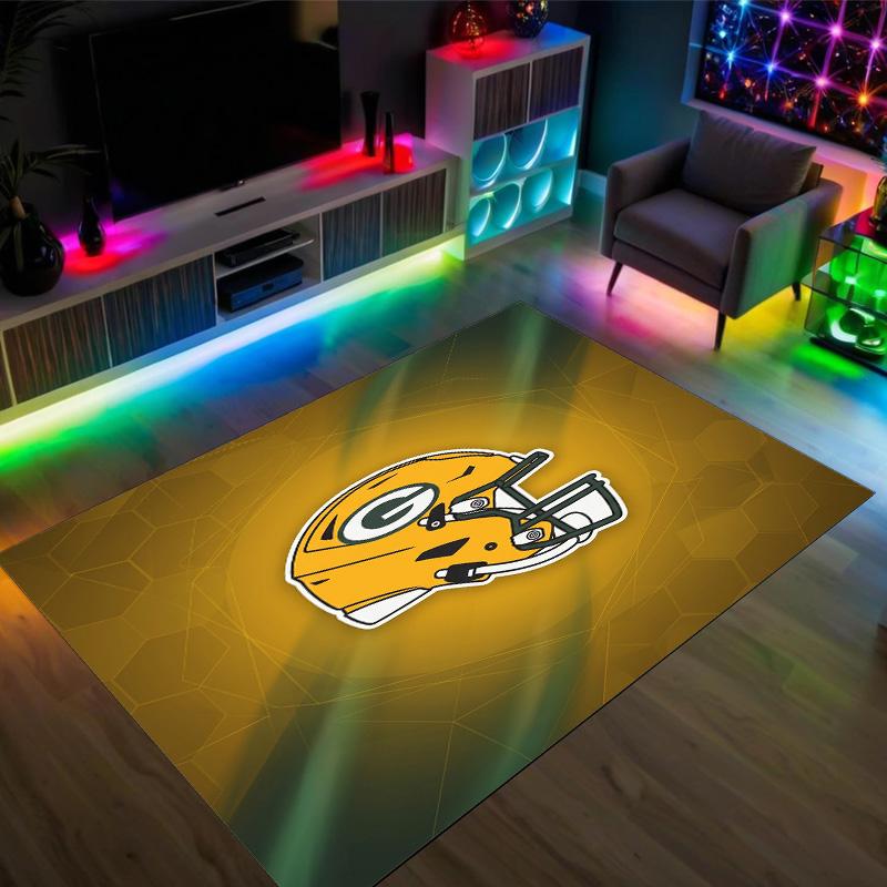Green Bay Packers Design Crystal Velvet Carpet Cozy Non?Slip Printed Rug For Bedroom Living Room Entrance