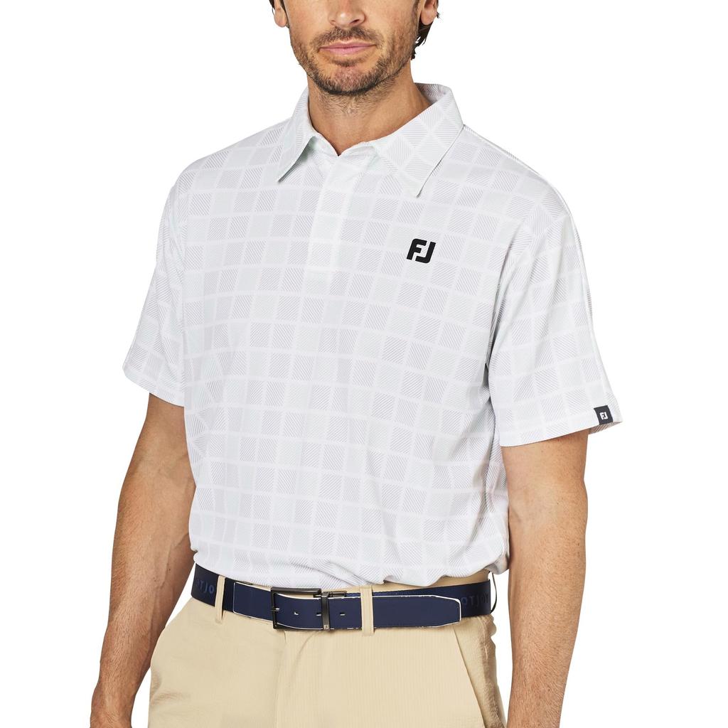 FootJoy Men's Square Check Snap Button Golf Shirt, Pistachio, Size M (FJ-S25-S06, 34689-M)