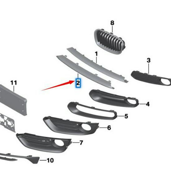 BMW 2 Series F22/F23 Front Upper Bumper Trim 51117314334