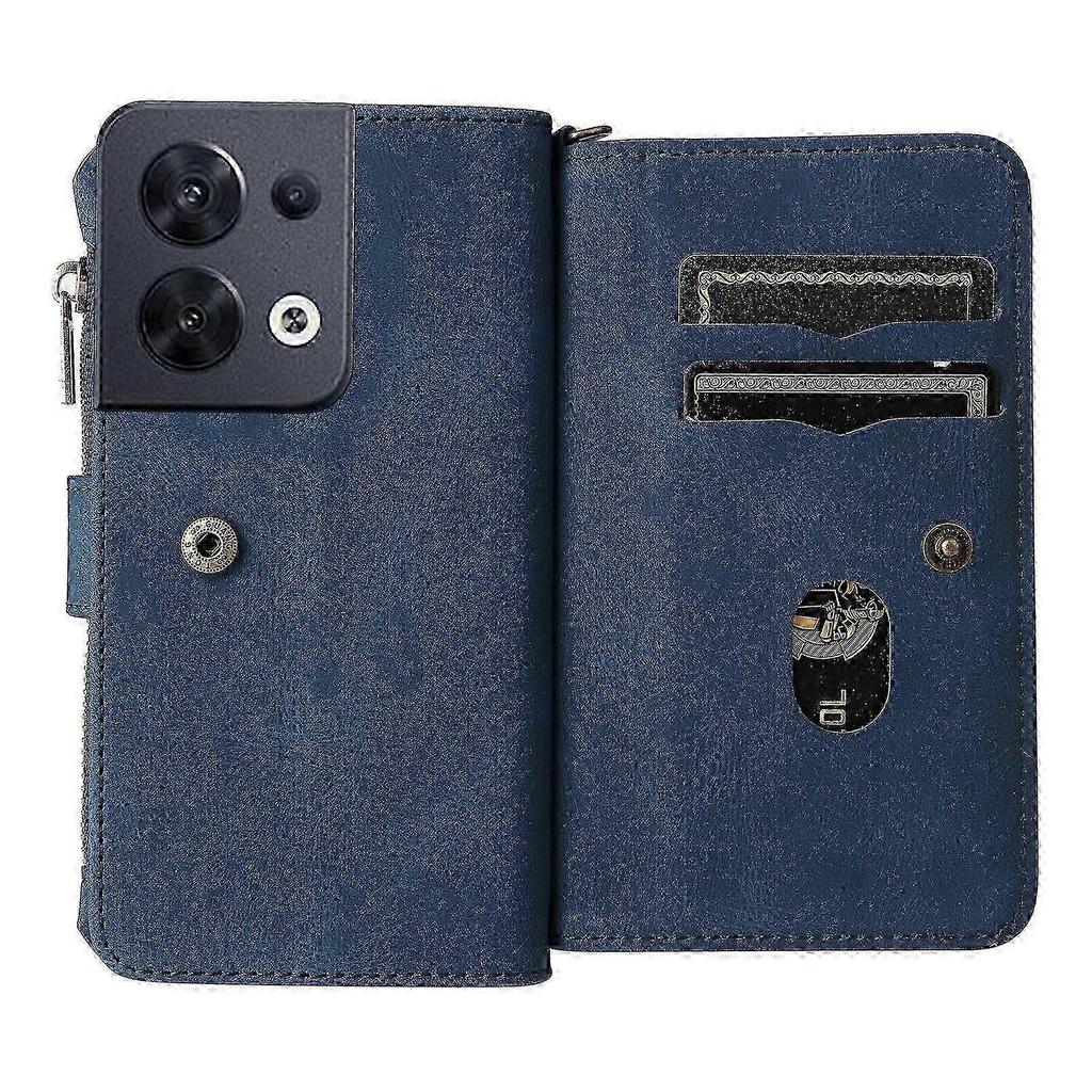 Compatible With OPPO Reno 8 5G PU Leather Magnetic Closure Fifteen Card Slots Zipper Poket Phone Case