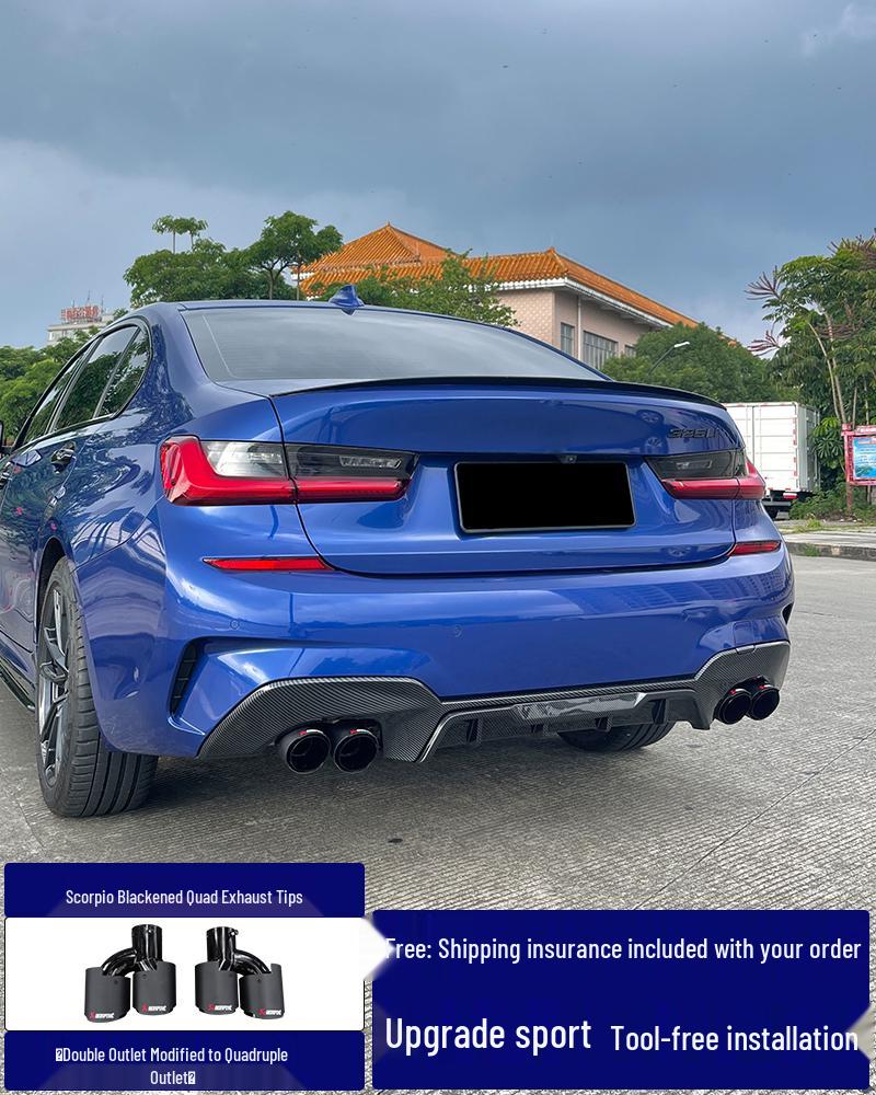 Комплект переднего сплиттера и бампера для BMW 3 серии 20-25 - Черный MP