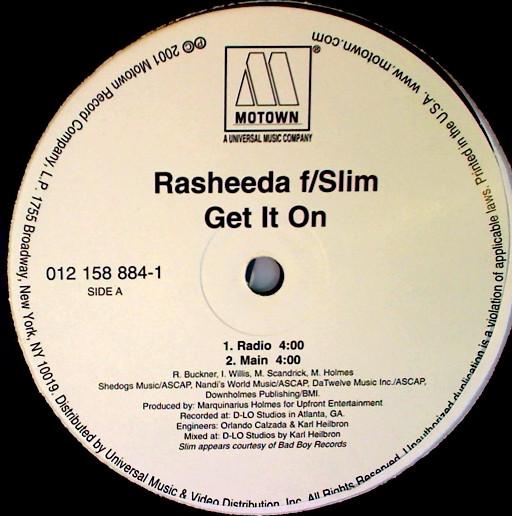 12inch Record RASHEEDA F/ SLIM - Get It On 0121588841 Motown 2001 US Rap & Hip-Hop/R&B Used