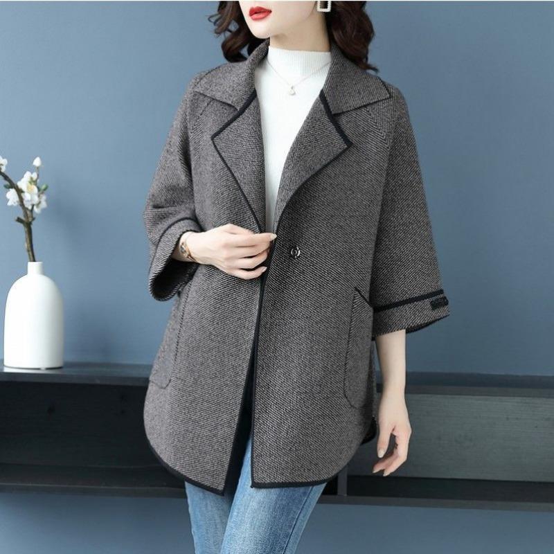 Middle-aged and Elderly Women's Tops Big Size Loose Knitted Cardigan Spring and Fall Jacket