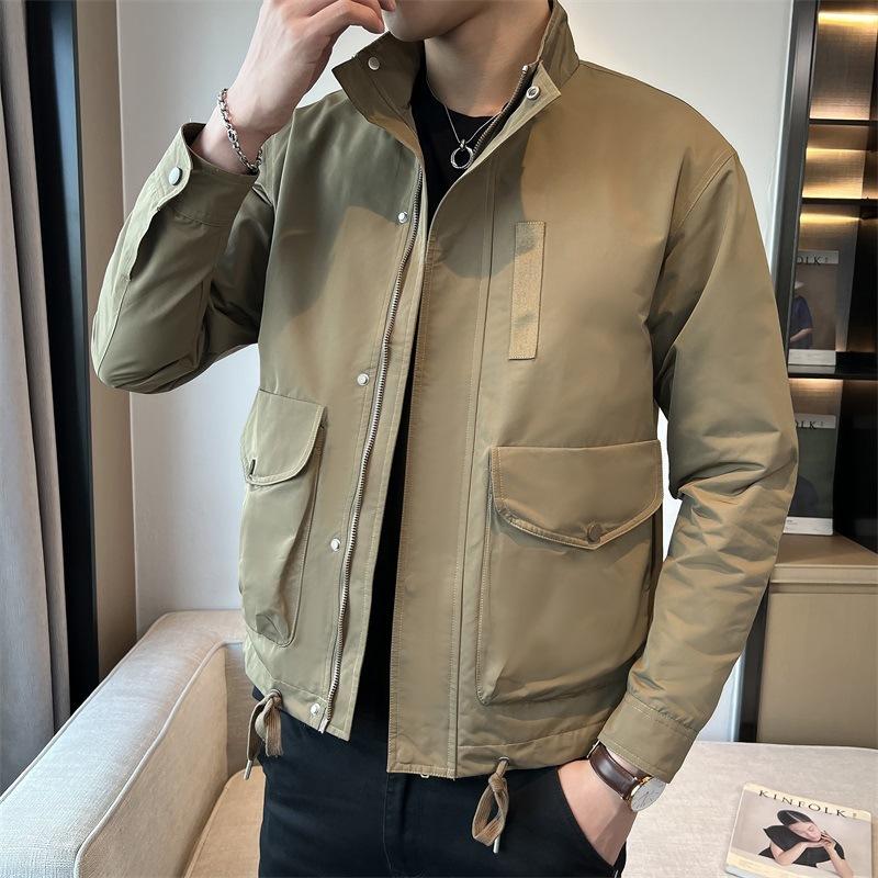 Мужская бейсбольная куртка с воротником-стойкой, мужская корейская версия, молодежная универсальная весенняя новая однотонная мужская повседневная куртка