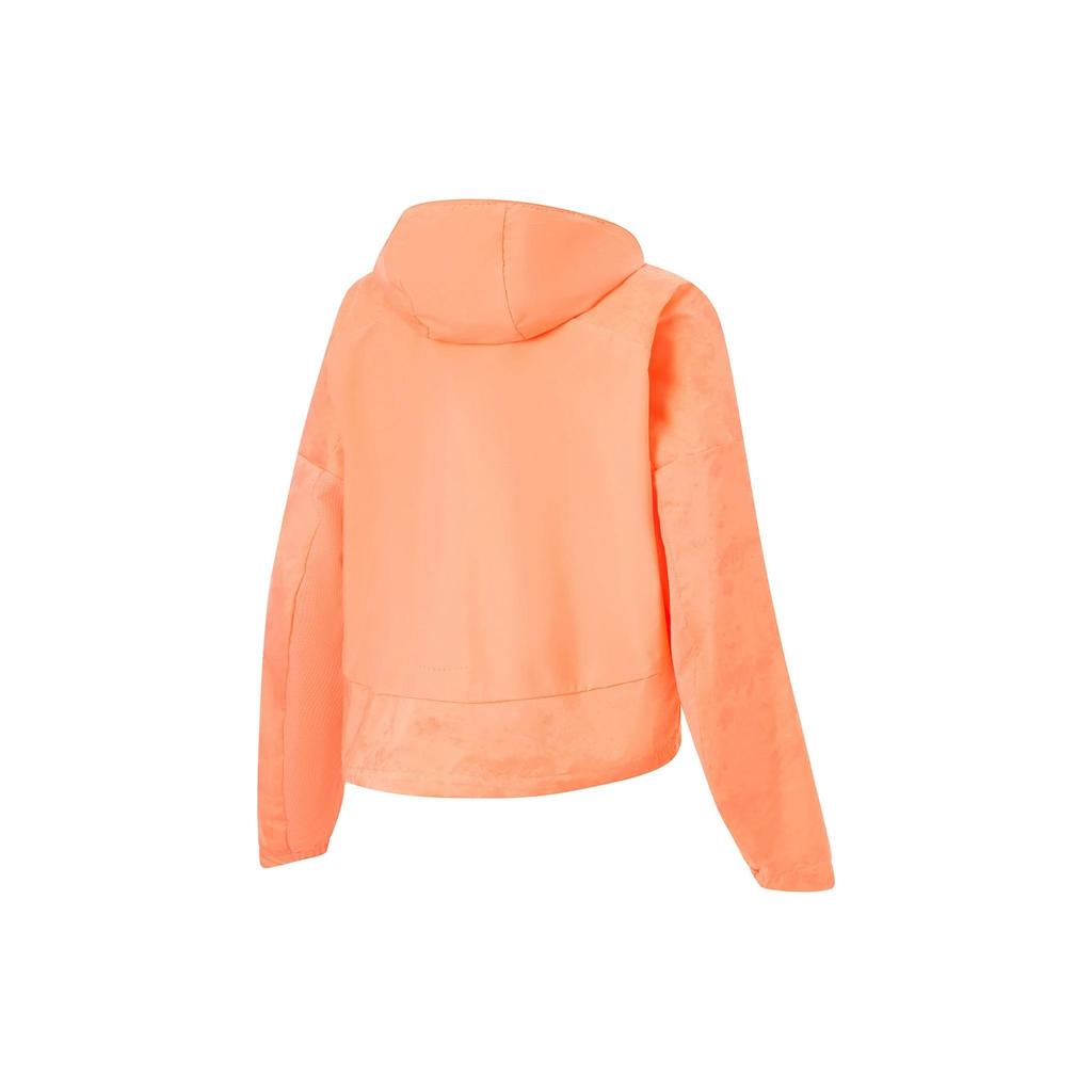 Li Ning Running Series Solid Color Zipper Hooded Sports Windbreaker Women Outerwear Candy-Orange Reflective AFDU050-3