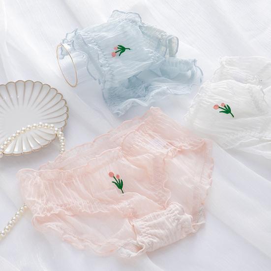 Stylish Lady Briefs Tulips Inside Wearing Super Soft Close Fit Briefs Panties Women Clothes