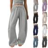 Women's Barrel Leg Sweatpant Drawstring Elastic Waisted Wide Leg Pants Casual Cotton Palazzo Trousers With Pockets
