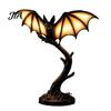 Vintage Bat Sculpture Lamps Gothic Tree Branch Night Light, Resin Halloween Tabletop Decor Lamp Decorative Lights with Warm Glow, Spooky Desk Ornament