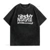 Naughty By Nature White Classic Logo T Shirt vintage Washed Breathable fashion homme Casual Stylish Versatile graphic Soft